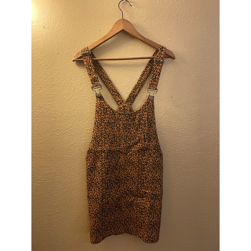 F21 Leopard overalls skirt